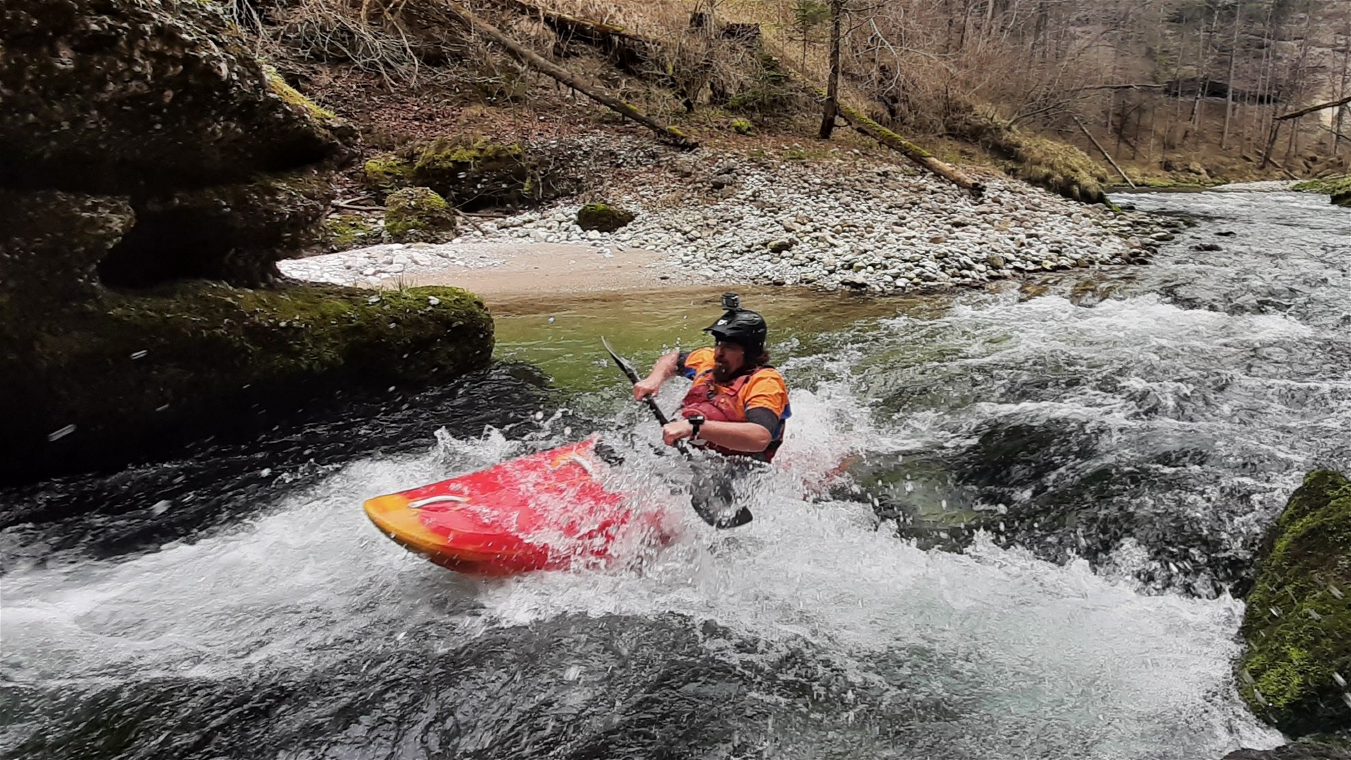 Kajak, Fluss Krumme Steyrling, Abschnitt Bodinggraben - Haunoldmühle vor der Mündung 🛶 Claus K.