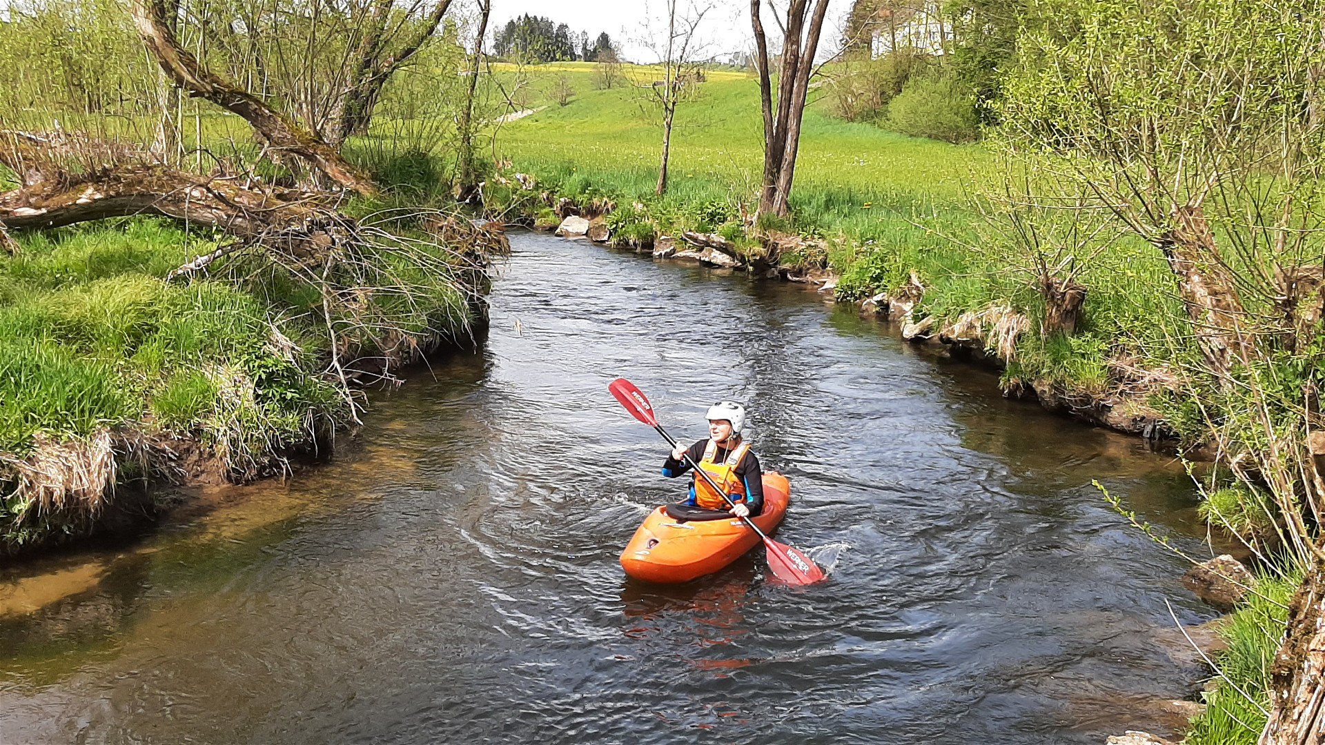 Kajak, Fluss Große Mühl, Abschnitt Grenze - Klaffer (Oberlauf) große Mäander nach der Grenze 🛶 Martha R.