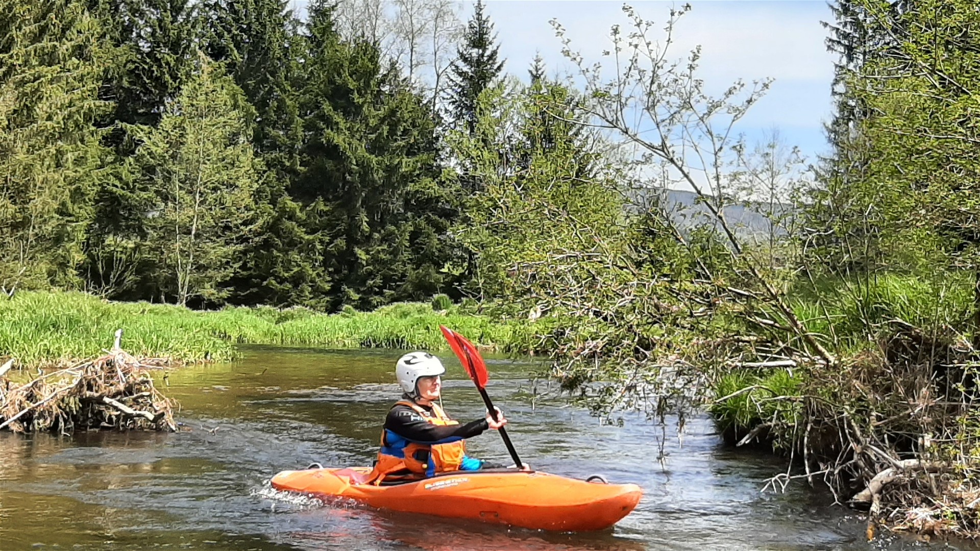 Kajak, Fluss Große Mühl, Abschnitt Grenze - Klaffer (Oberlauf) landschaftlich sehr schön vor Klaffer 🛶 Martha R.