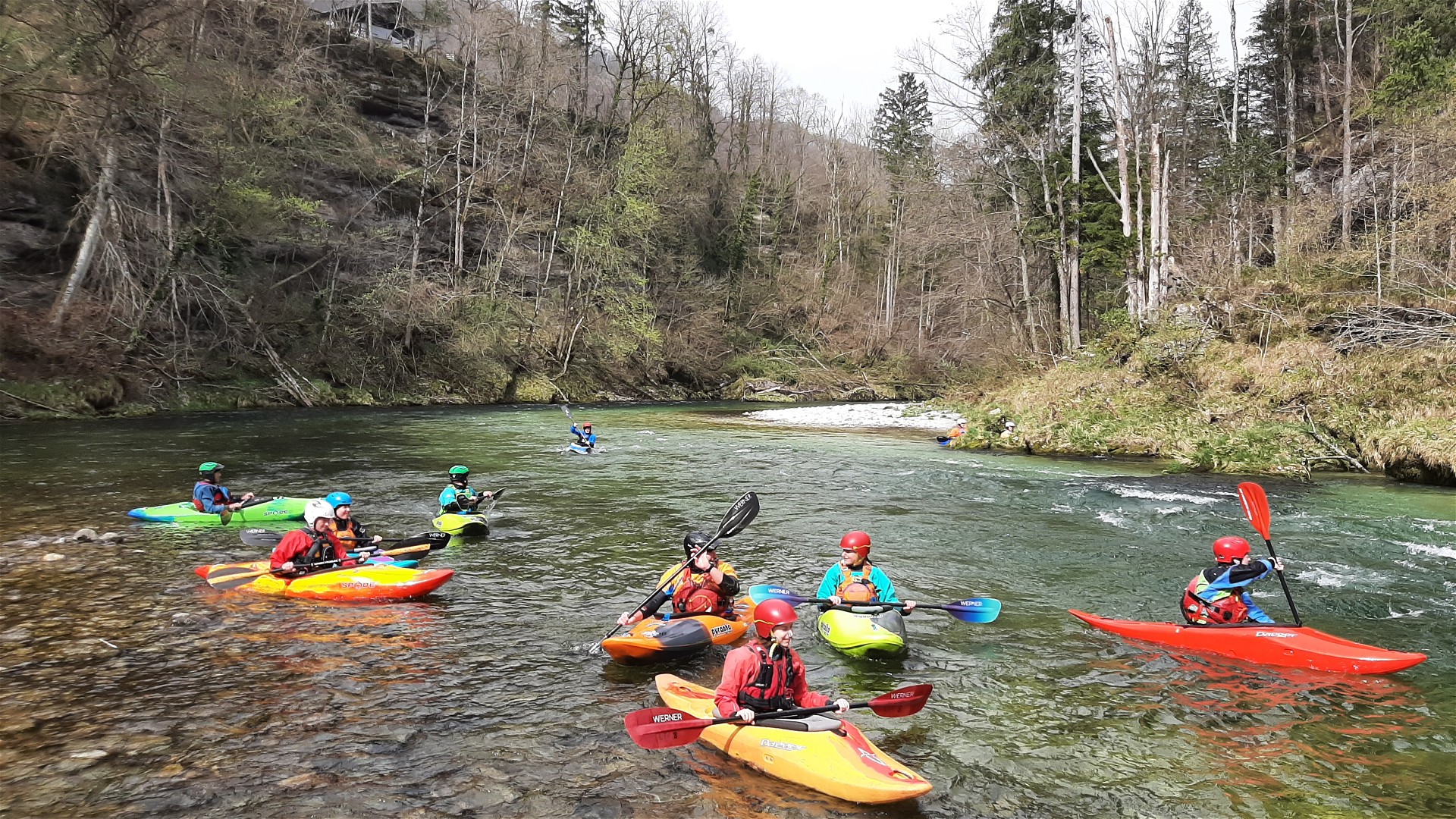 Kajak, Fluss Steyr, Abschnitt Agonitz - Haunoldmühle (Untere Steyr) schöne große Kehrwasser 🛶 LFC V.