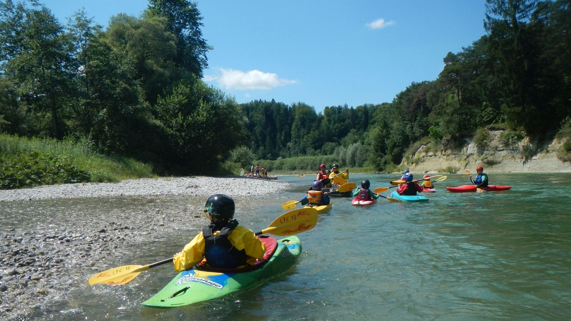 Kajak, Fluss Isar, Abschnitt Bad Tölz - Schäftlarner Brücke LFC Kinderpaddeln 🛶 LFC