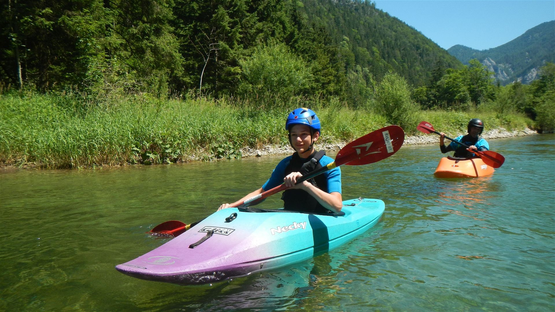 Kajak, Fluss Salza, Abschnitt Prescenyklause - Wildalpen ruhiges Wasser 🛶 Bruno B.