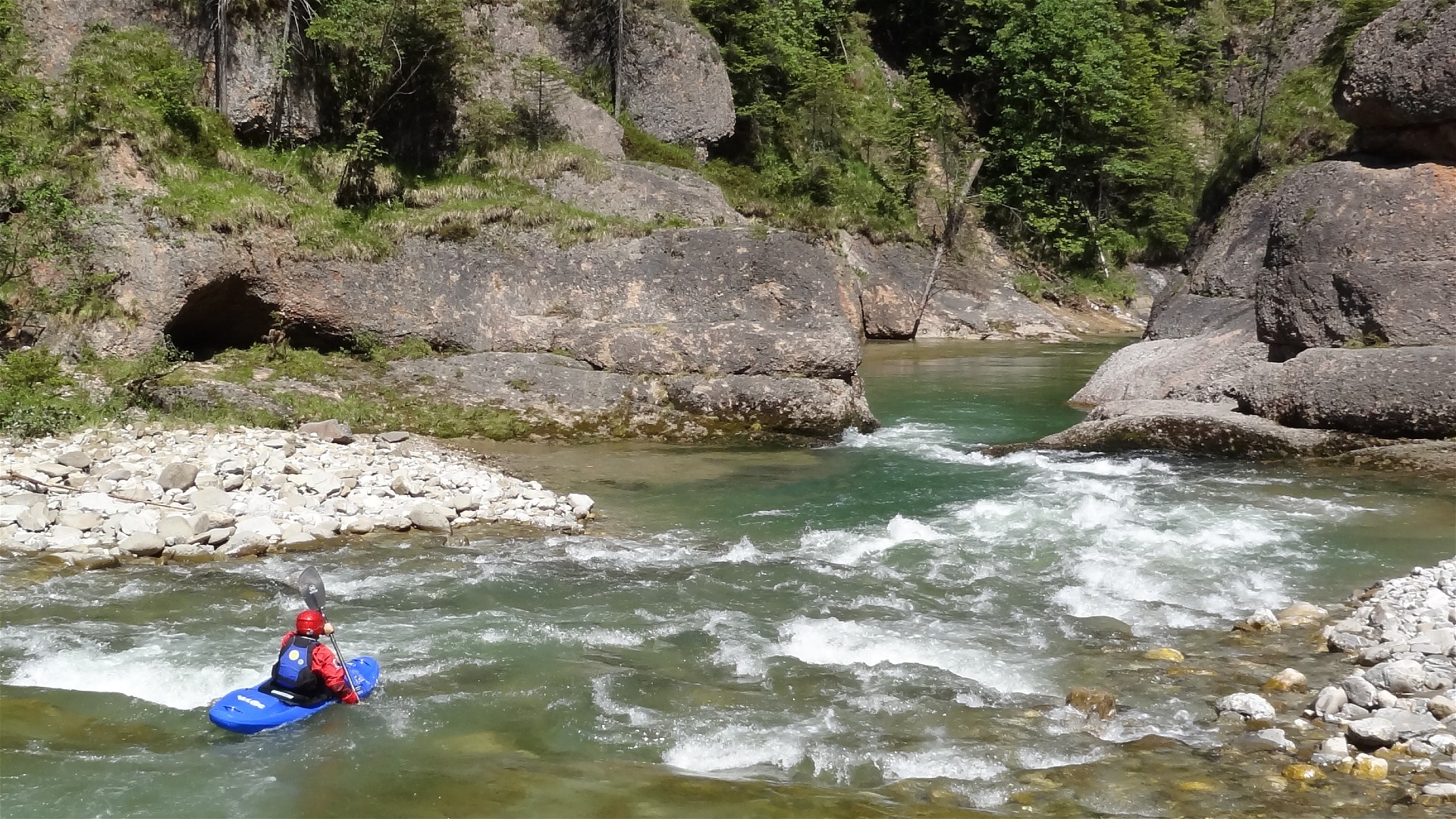 Kajak, Fluss Ammer, Abschnitt Kammerl - Rottenbuch (Scheibum) Scheibum 🛶 Beathe E.