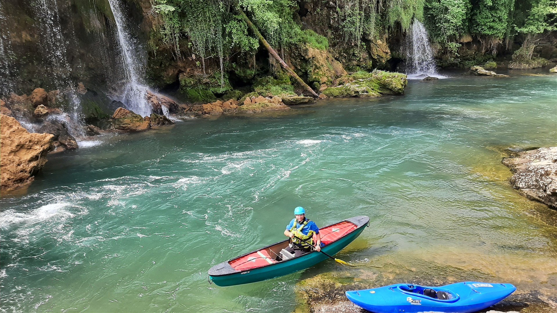 Kajak, Fluss Korana, Abschnitt Slunj - Veljun Einstieg nach dem WW Abschnitt 