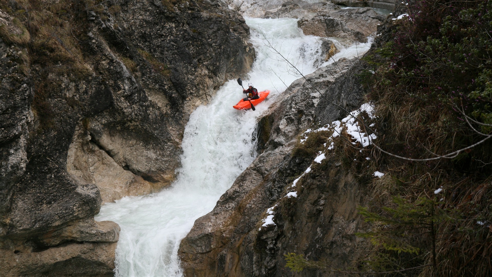 Kajak, Fluss Offenseebach, Abschnitt No Brainer Wasserfälle 3. Stufe 