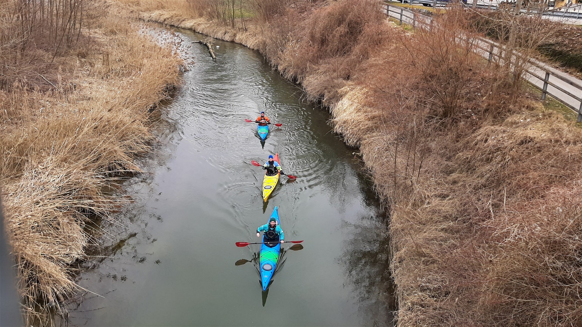 Kajak, Fluss Donau, Abschnitt Fischwanderhilfe Ottensheim Start beim Gasthaus Dieplinger 
