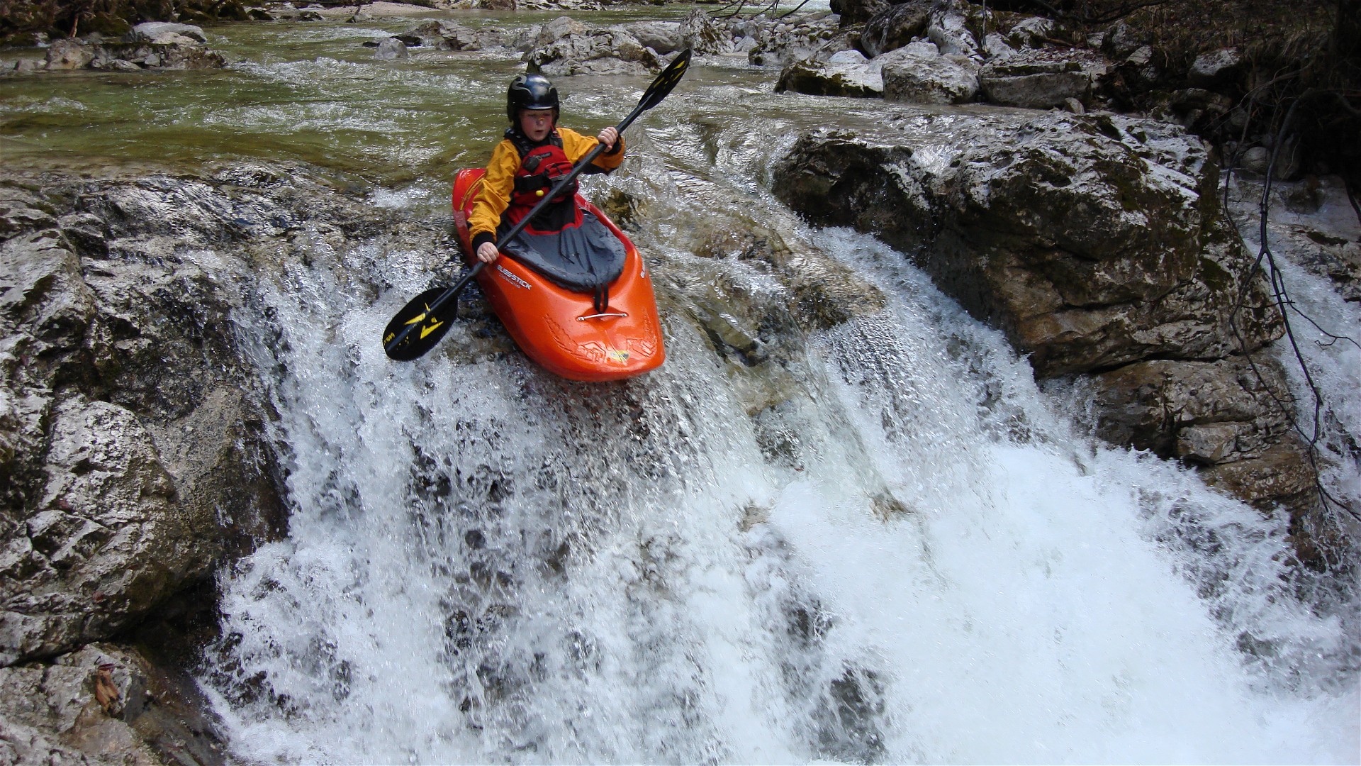 Kajak, Fluss Vorderer Rinnbach, Abschnitt Vorderer Rinnbach im steileren Teil 