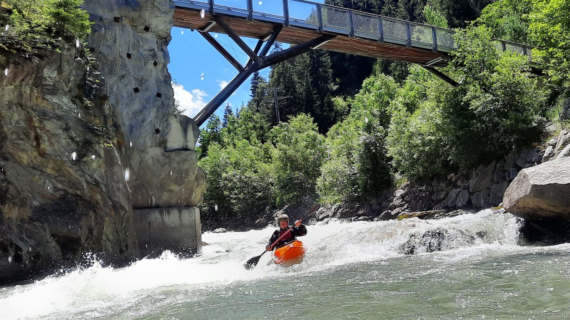 Kajak, Fluss Sanna, Abschnitt Zusammenfluss - Landeck schiefes Eck 