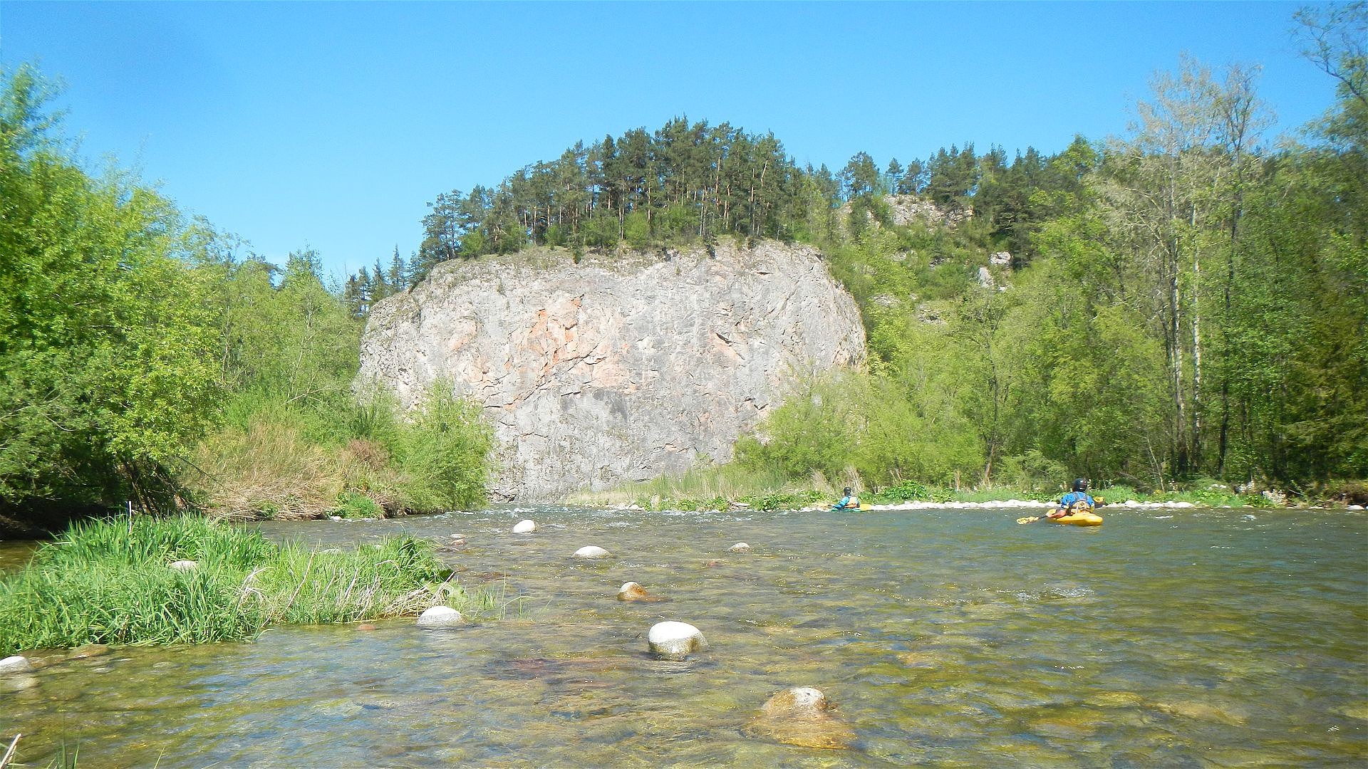 Kajak, Fluss Bialka, Abschnitt Trybsz Brücke - Frydman Camping Leg schöne Felsen 🛶 Tom R., Franz H.