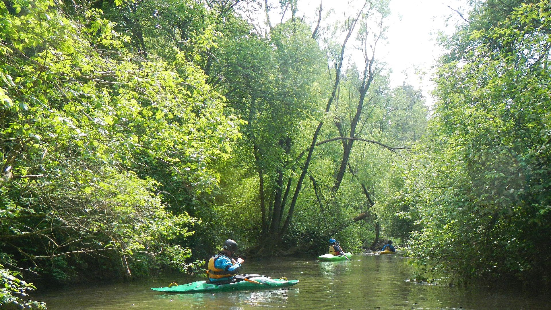 Kajak, Fluss Hornád, Abschnitt Hrabušice - Smižany die ersten 2km 🛶 Franz H., Patricia K., Tom R.