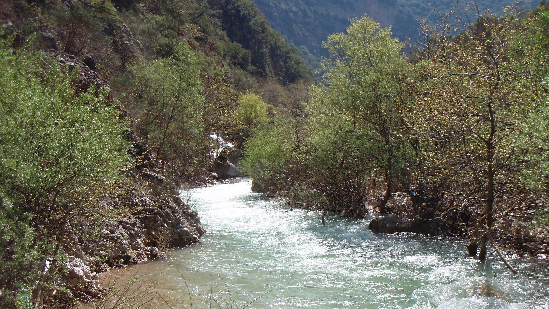 Kajak, Fluss Selinountas, Abschnitt Petsakoi - 4m Wehr (Obere Schlucht) stellenweise Waldschlucht 