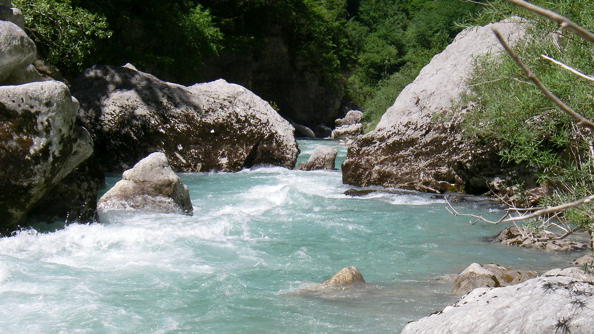 Kajak, Fluss Verdon, Abschnitt Carajuan - Stausee (Grand Canyon du Verdon) unfahrbare Stelle nach der Passarelle 