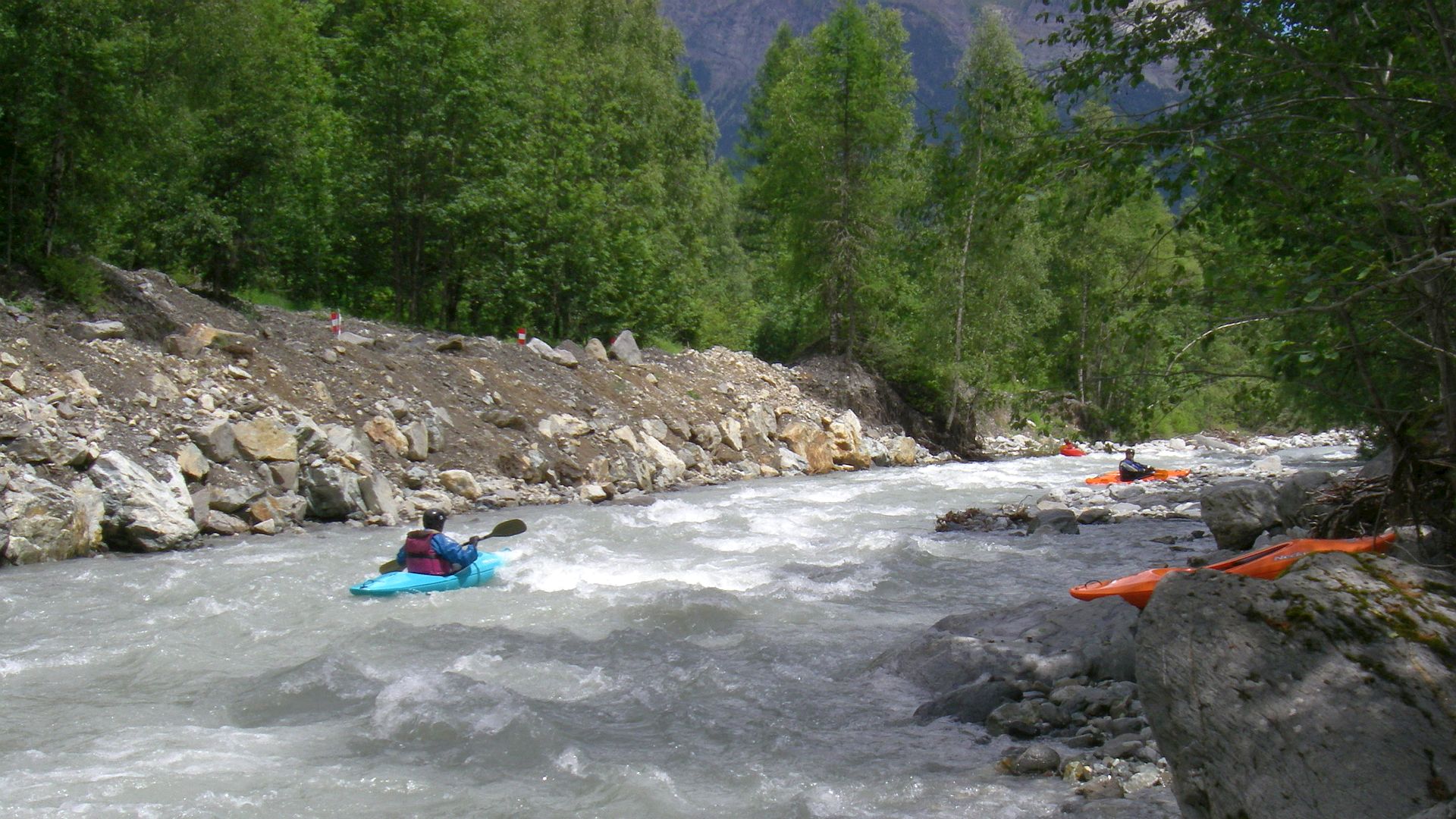 Kajak, Fluss Onde, Abschnitt Brücke - Vallouise einfachere Reststrecke 🛶 Christoph M., Werner R.