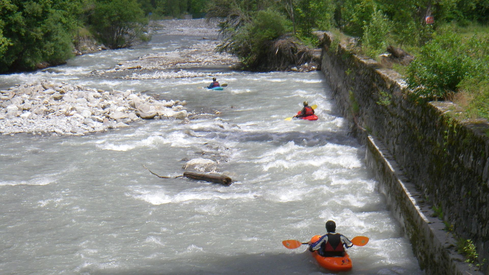 Kajak, Fluss Onde, Abschnitt Brücke - Vallouise die letzten Meter 🛶 Werner, Günther, Christoph