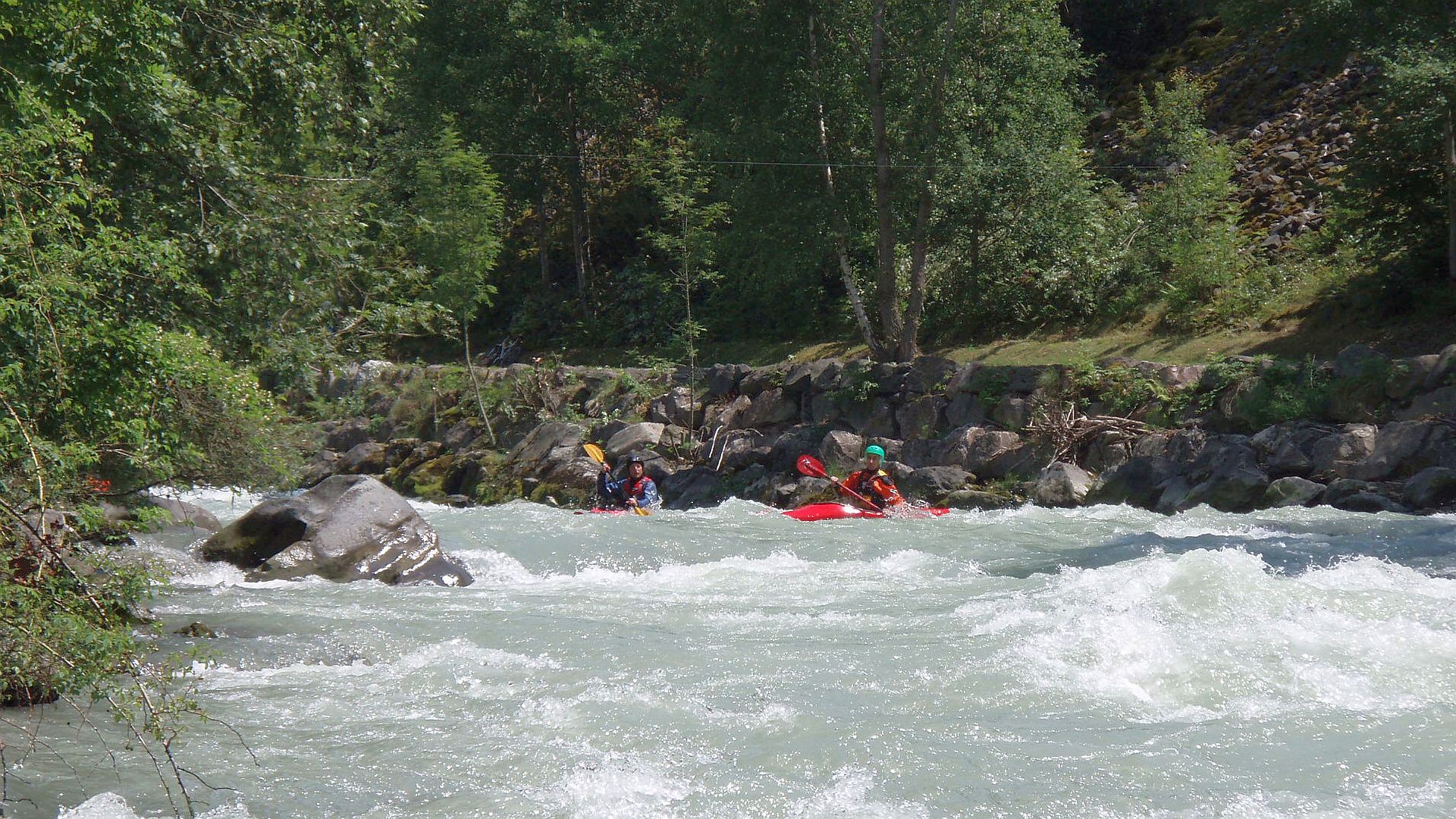Kajak, Fluss Isère, Abschnitt Base de Loisirs - Centron stetes Gefälle 🛶 Patrick M., Walter P.
