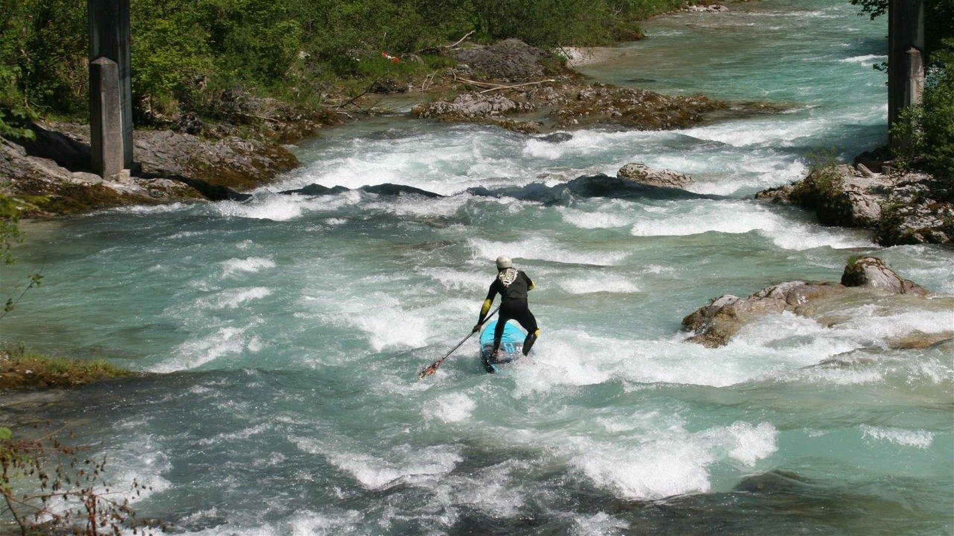 Kajak, Fluss Steyr, Abschnitt Stromboding - Elisabethsee (Obere Steyr) SUP vor dem Dirnbacher Rechen 