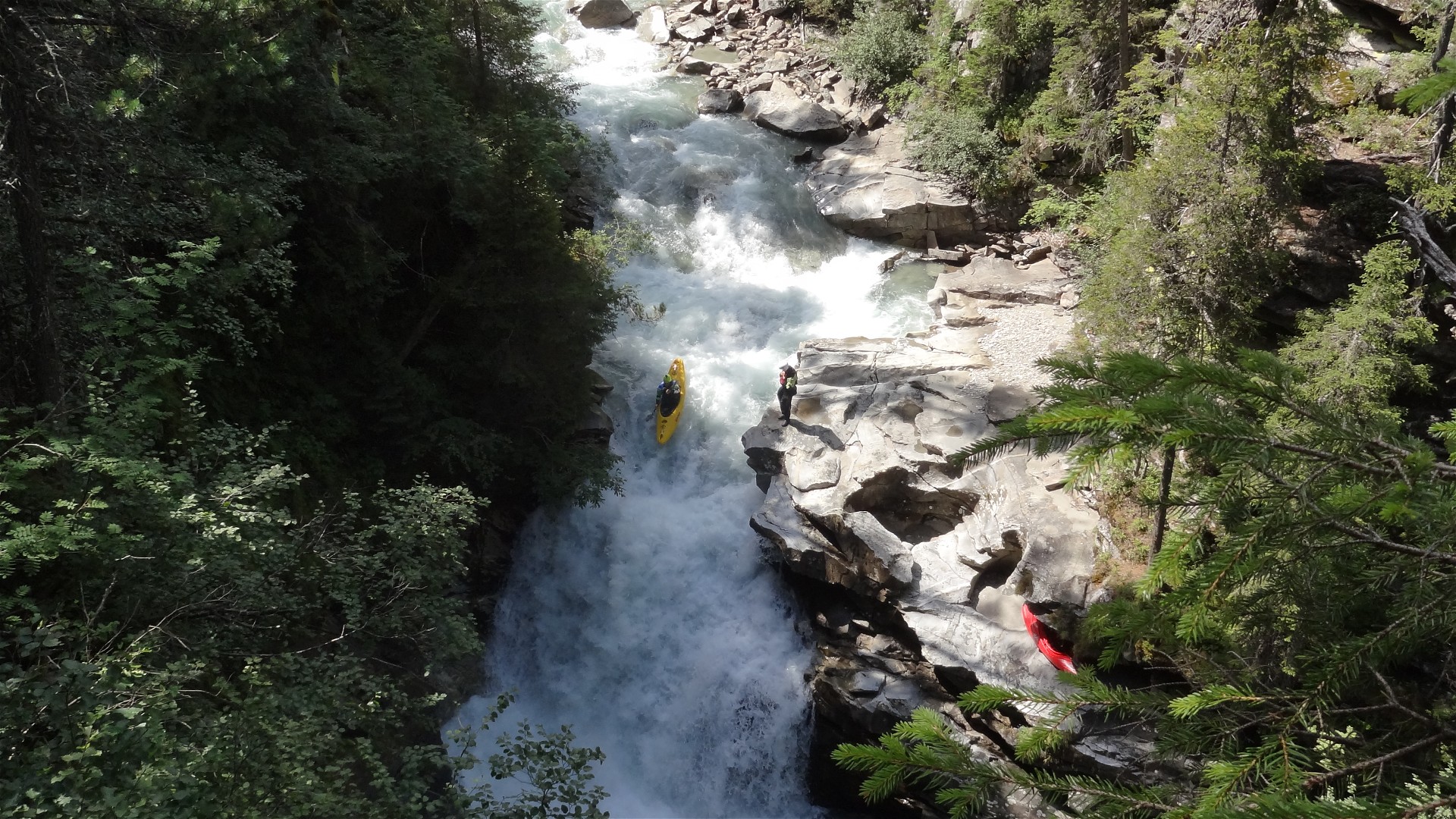 Kajak, Fluss Defereggenbach, Abschnitt Wasserfallstrecke 2. Wasserfall 