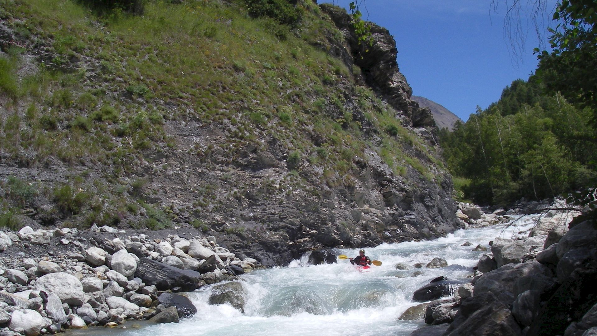 Kajak, Fluss Romanche, Abschnitt La Grave - Staumauer die Folgestrecke 🛶 Günther R.