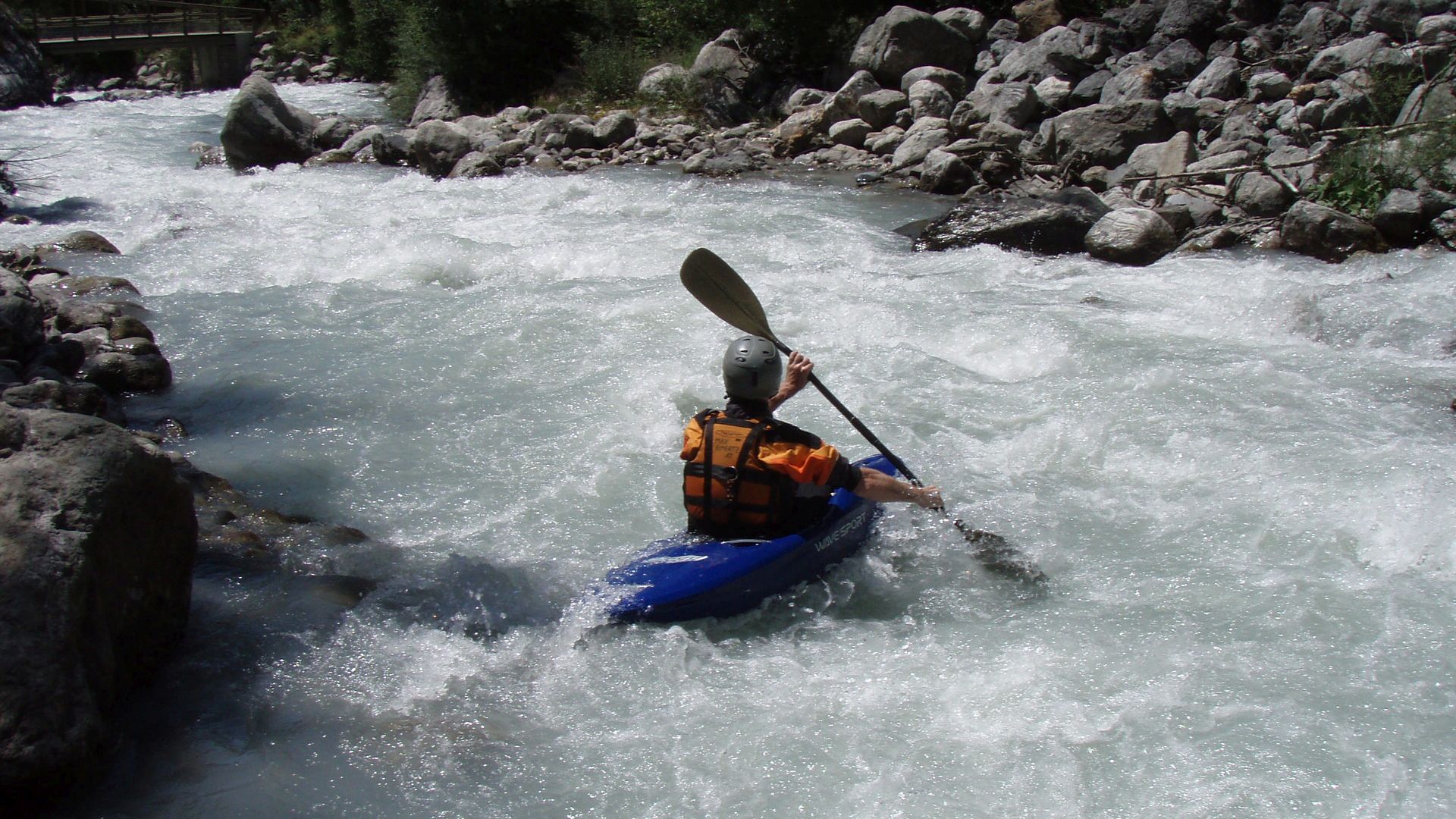 Kajak, Fluss Romanche, Abschnitt La Grave - Staumauer nach dem Katarakt 