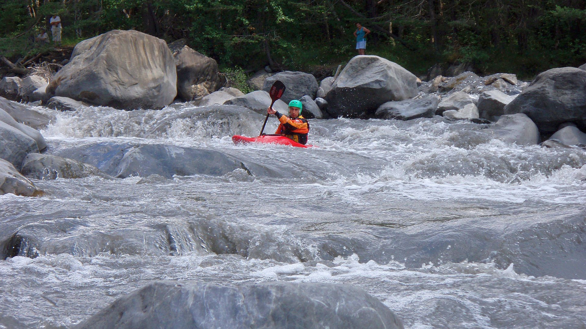 Kajak, Fluss Ubaye, Abschnitt Le Thuiles - Le Martinet im unteren Katarakt 🛶 Patrick M.