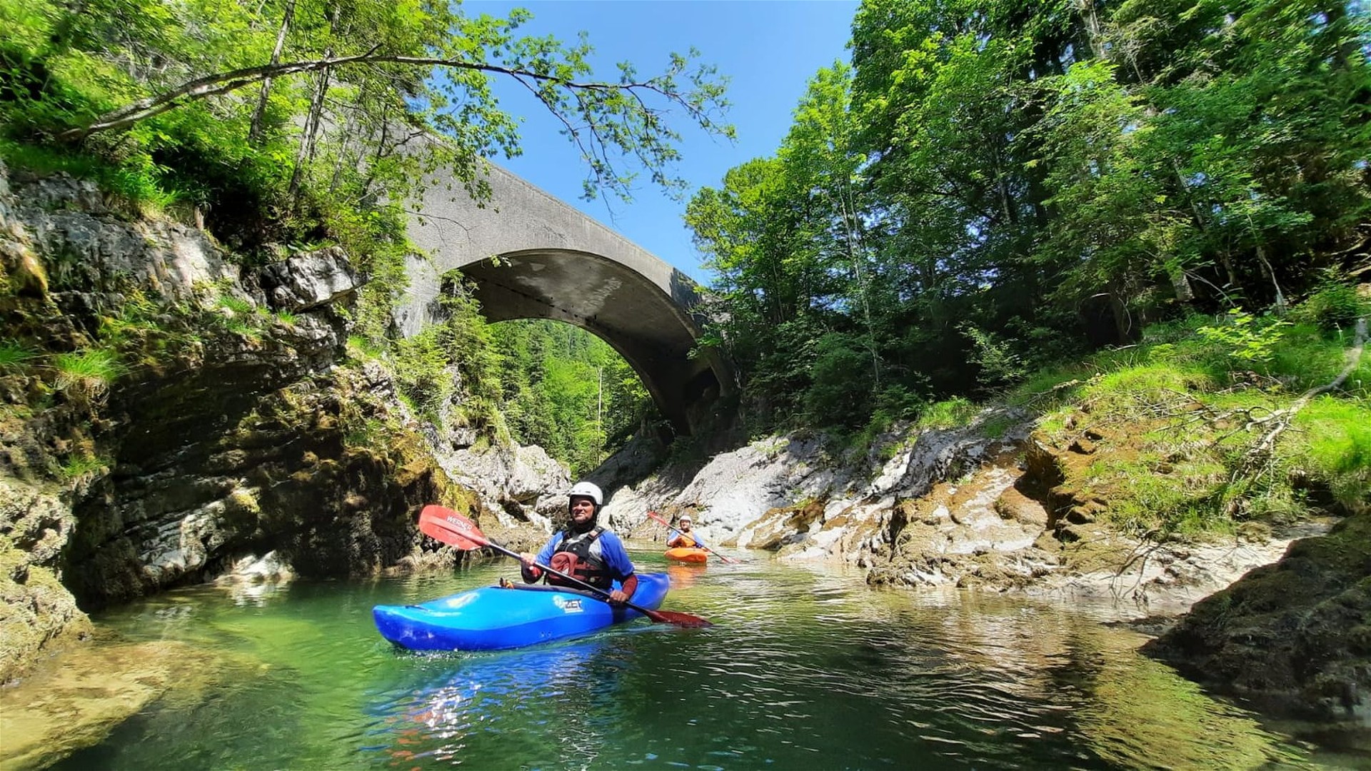 Kajak, Fluss Walchen, Abschnitt Unterer Walchen nach der ersten Klamm 