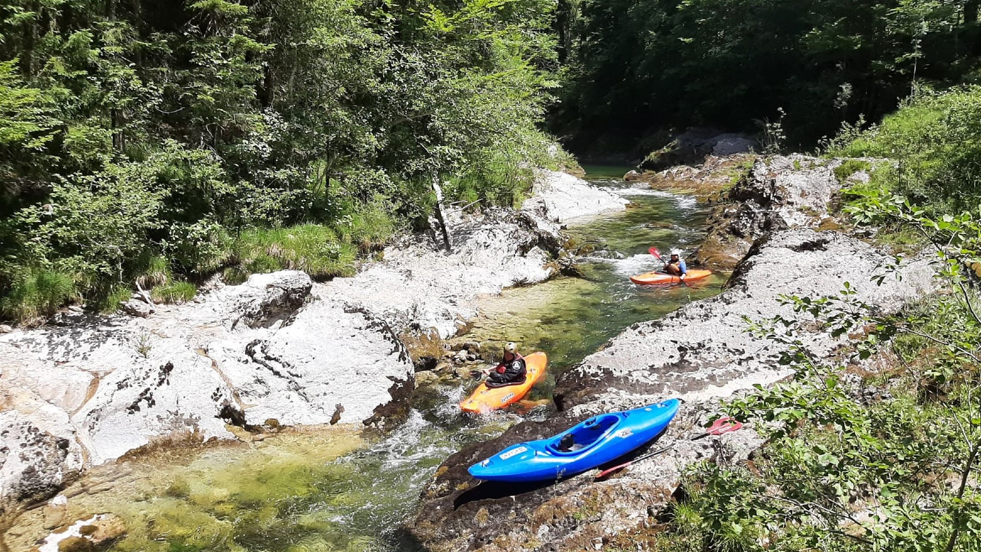 Kajak, Fluss Walchen, Abschnitt Unterer Walchen nach der ersten Klamm 