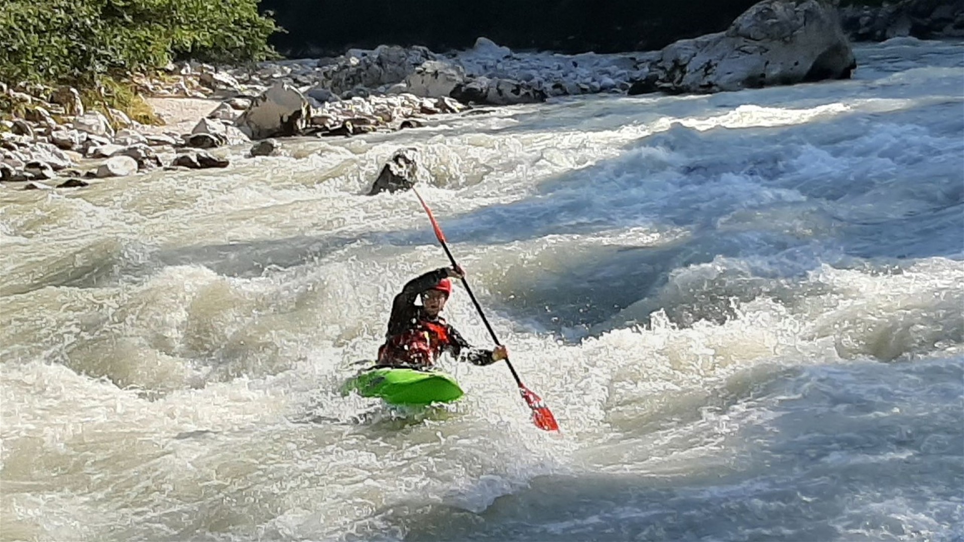 Kajak, Fluss Saalach, Abschnitt Au - Unken schwierigste Stelle nach Au 