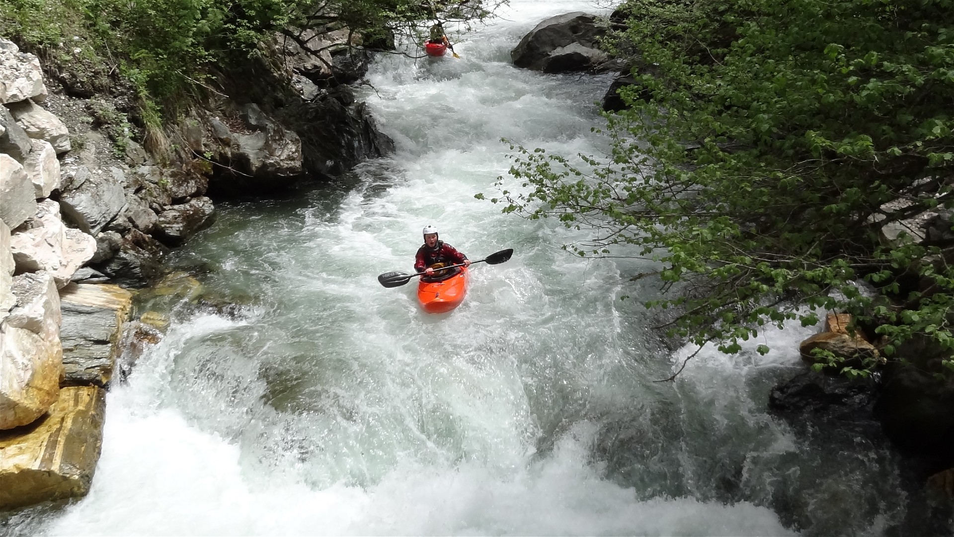 Kajak, Fluss Gulling, Abschnitt Oppenberg - Kraftwerk (Standardstrecke) Gullingbach Katarakt 