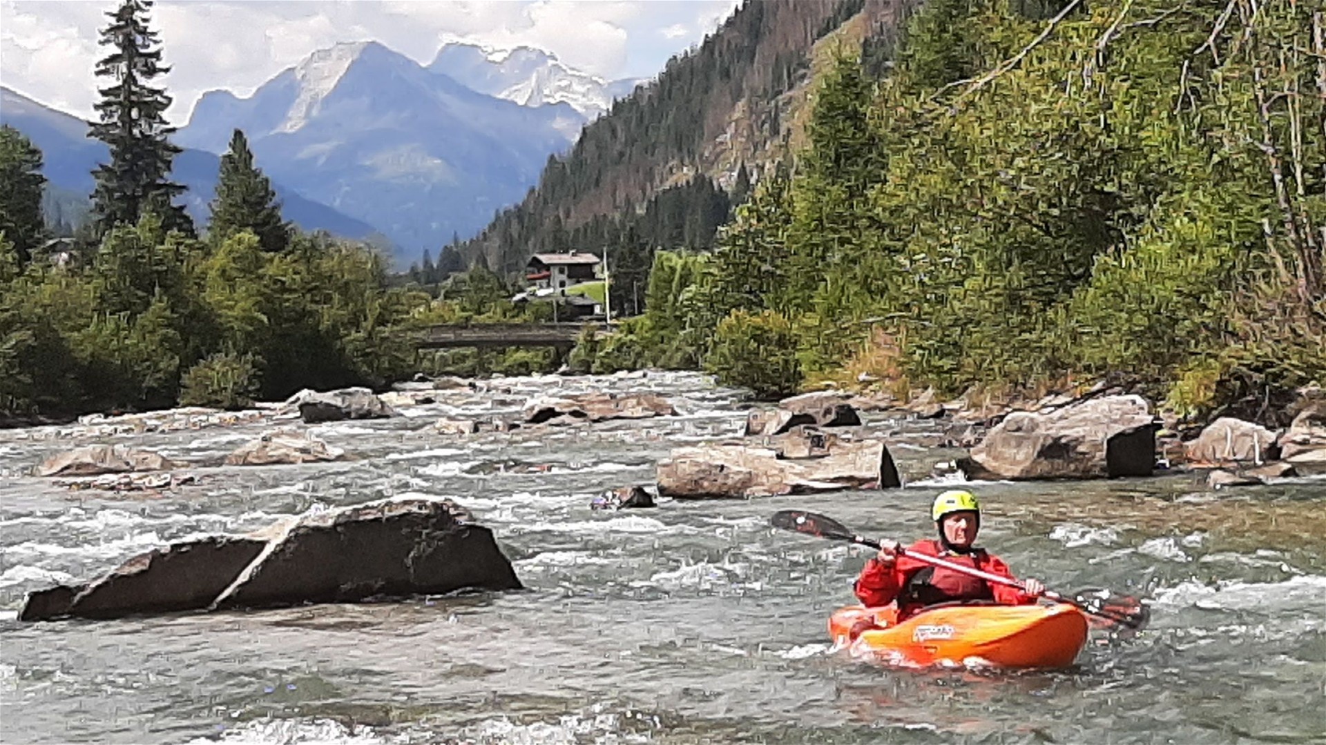 Kajak, Fluss Defereggenbach, Abschnitt St. Jakob - St. Veit (Standardstrecke) Mittelteil der Standardstrecke 