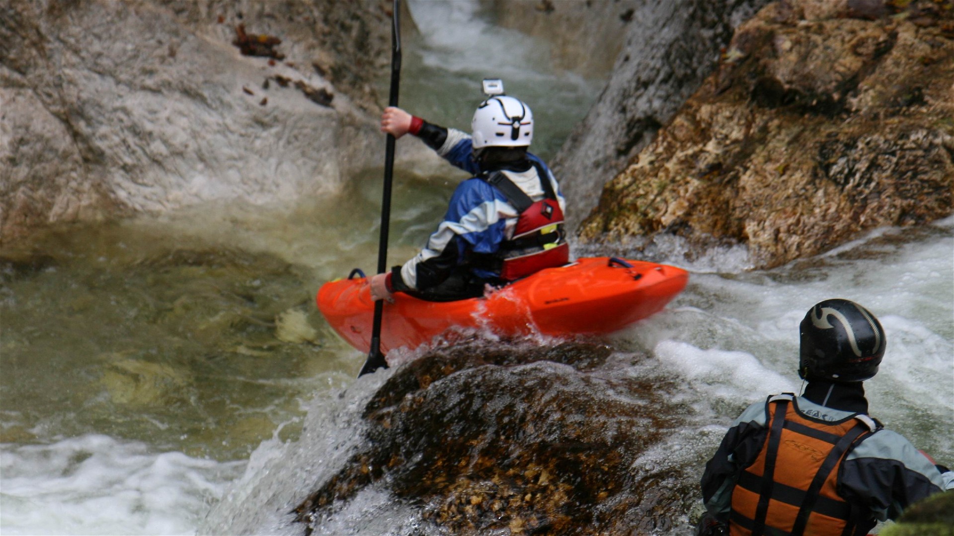 Kajak, Fluss Mitterweißenbach, Abschnitt Mitterweißenbach Höllbachfall - Klamm ober Einstieg 