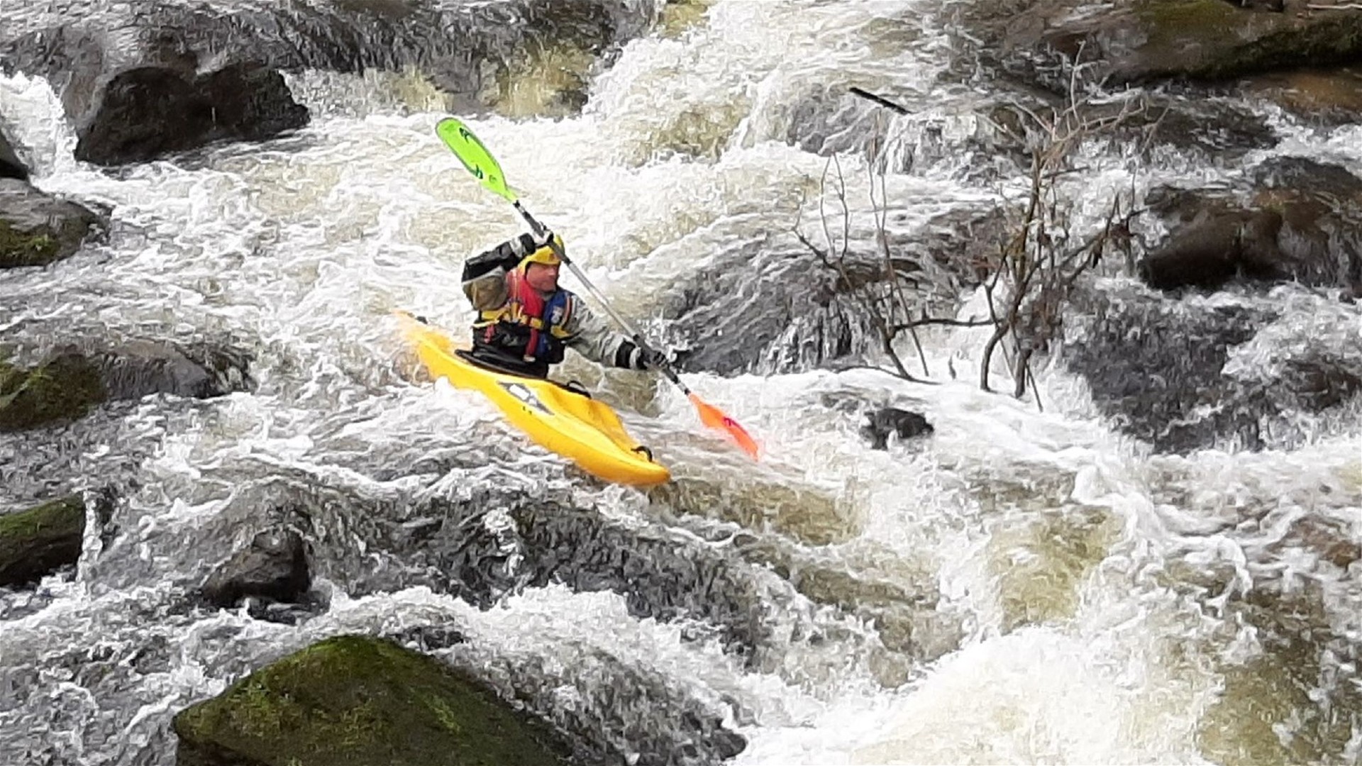Kajak, Fluss Steinerne Mühl, Abschnitt Helfenberg - Haslach Schlüsselstelle 