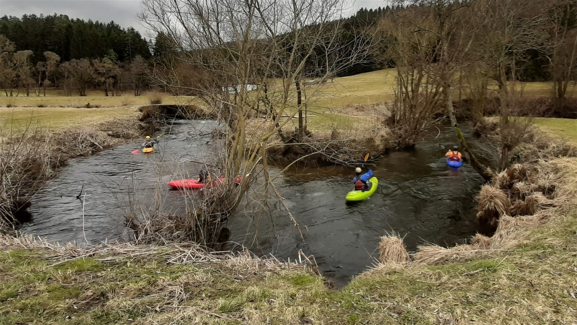 Kajak, Fluss Steinerne Mühl, Abschnitt Helfenberg - Haslach Mäanderstrecke 