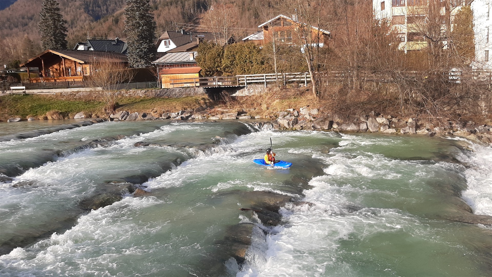 Kajak, Fluss Ischl, Abschnitt Strobl - Bad Ischl Fischleiter 