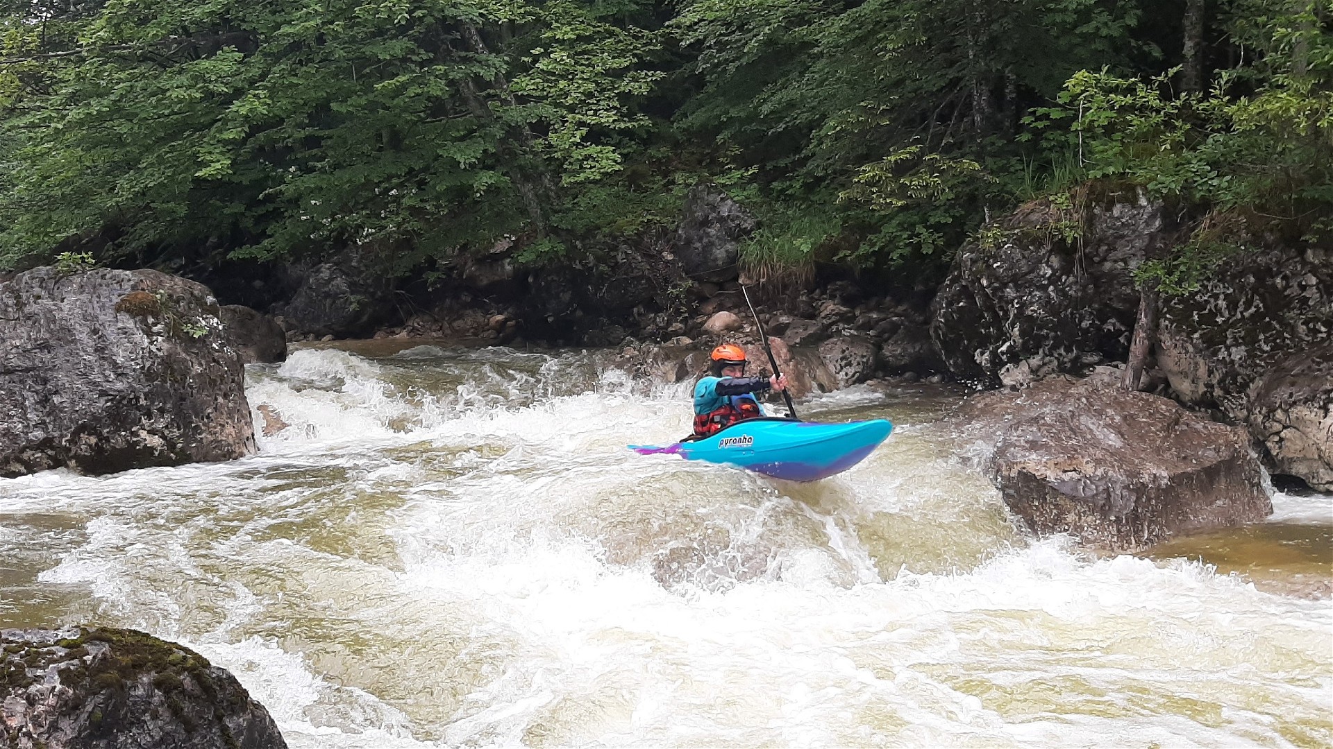 Kajak, Fluss Gosaubach, Abschnitt Ausleitungsstrecke auf den letzten Kilometern 