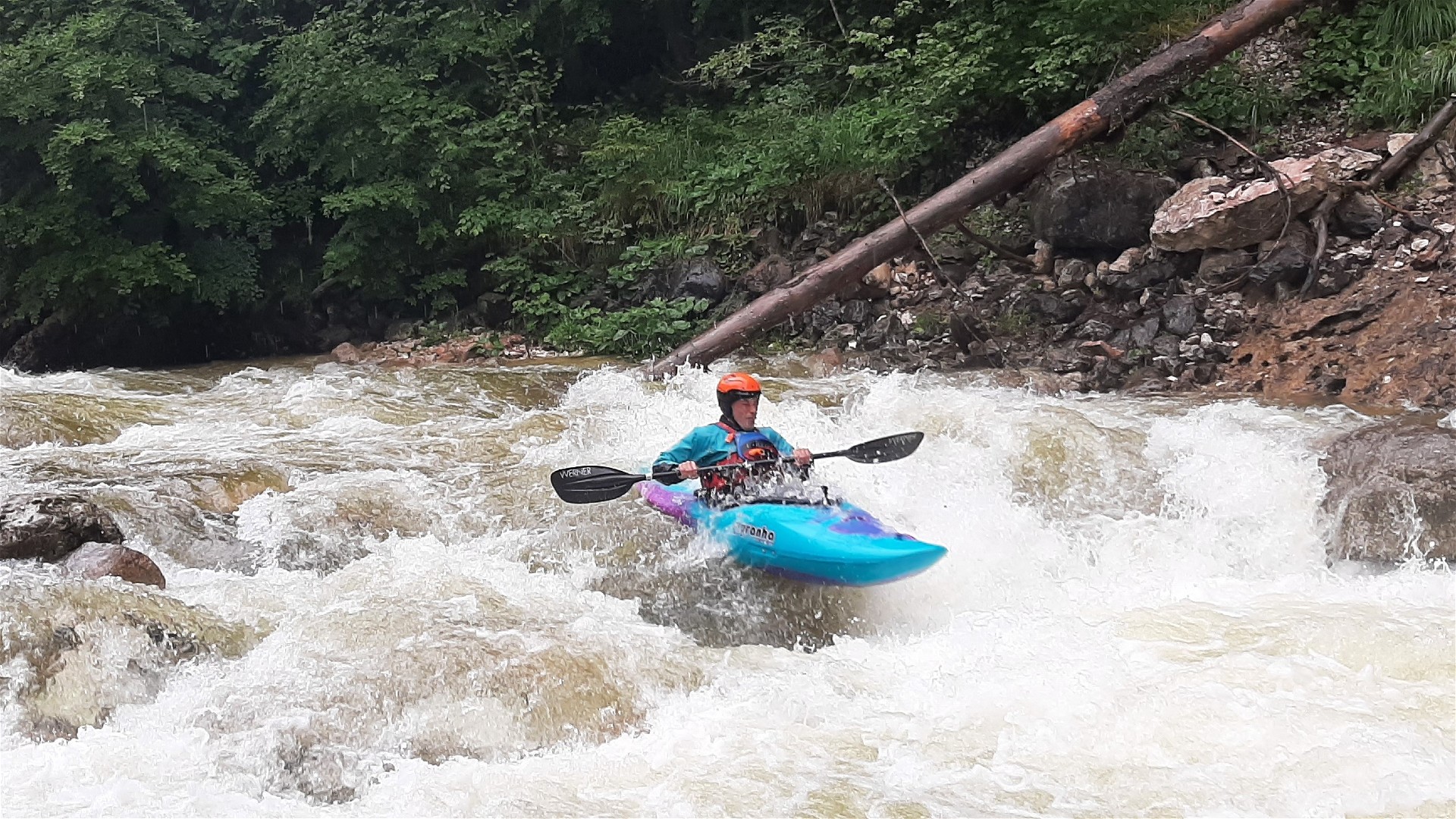 Kajak, Fluss Gosaubach, Abschnitt Ausleitungsstrecke oft unübersichtlich 