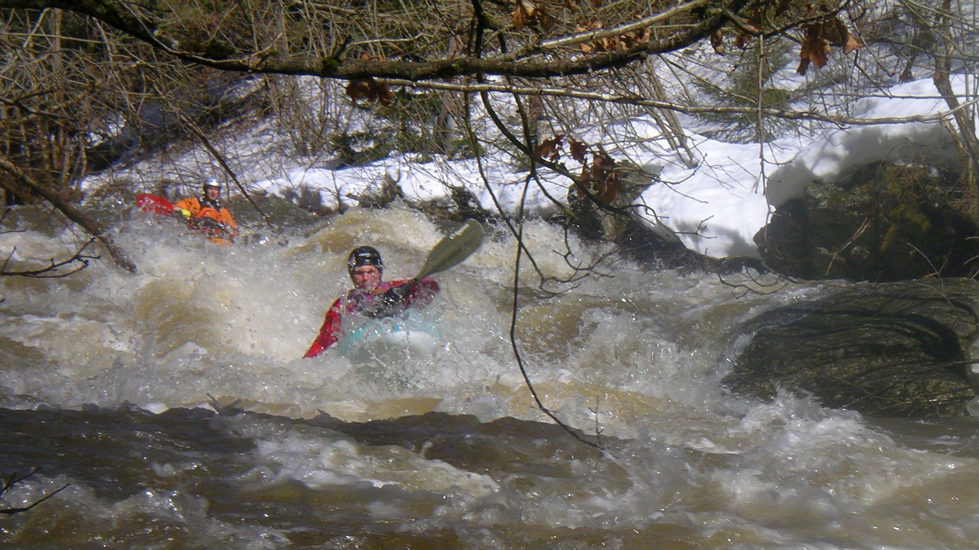 Kajak, Fluss Große Naarn, Abschnitt Ruine Ruttenstein - Pierbach im Kraftwerkskatarakt 🛶 Werner R., Tom R.