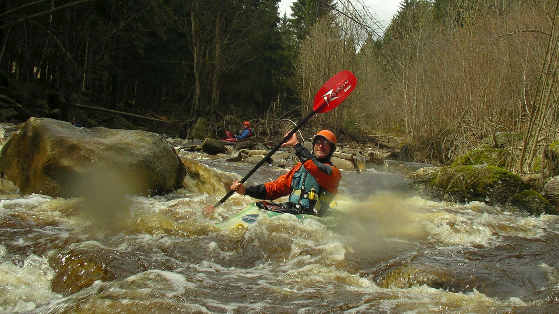 Kajak, Fluss Schwarze Aist, Abschnitt Harrachstal - Weitersfelden verblockt 🛶 Thomas G., Alex B.