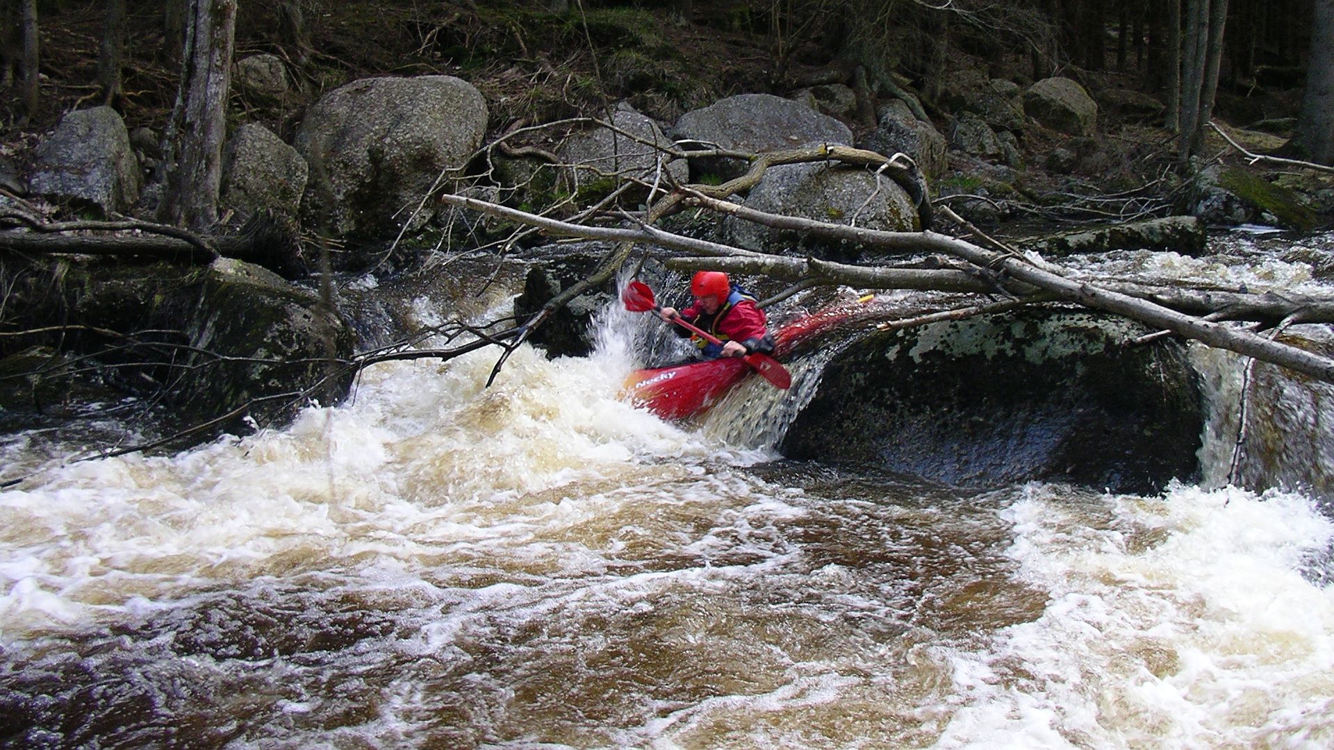 Kajak, Fluss Waldaist, Abschnitt Weitersfelden - Schwaighof Kopf einziehen 🛶 Peter F.