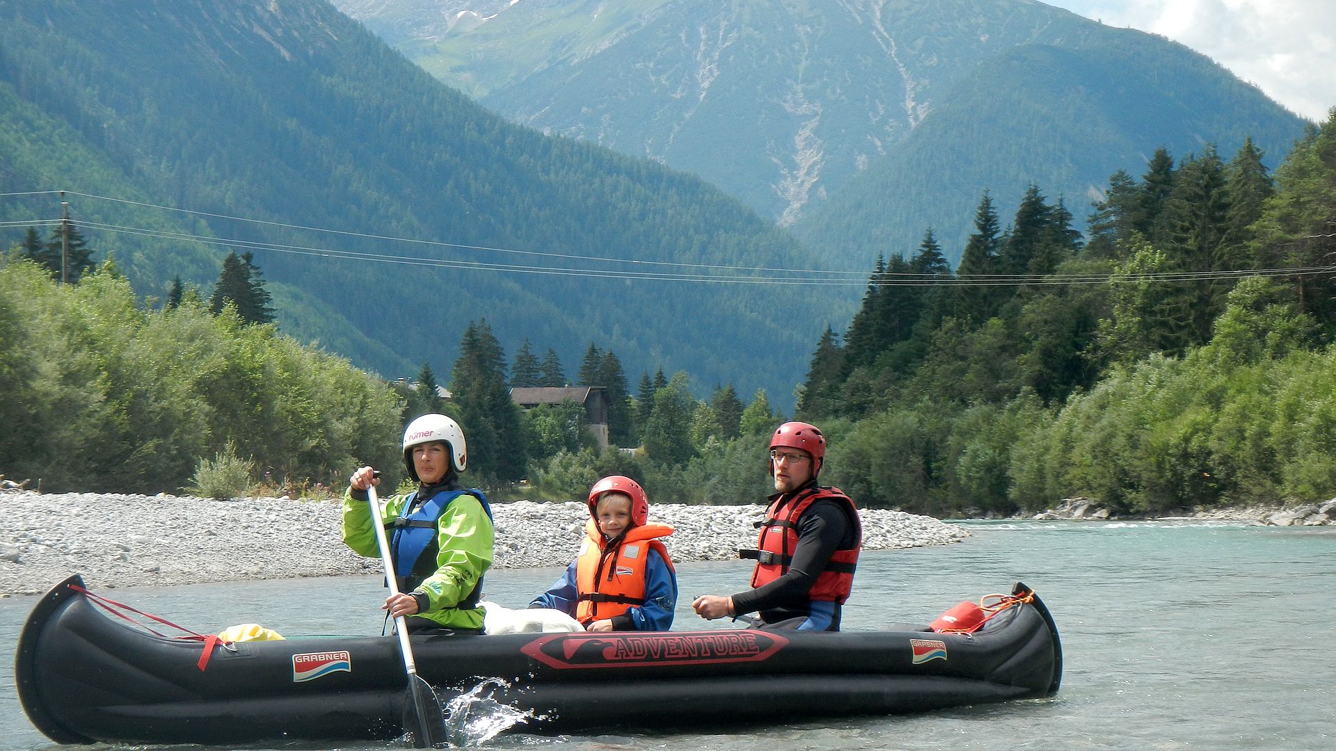Kajak, Fluss Lech, Abschnitt Häselgehr - Stanzach Adventure im Grabner 🛶 Lilli, Julius, Hannes