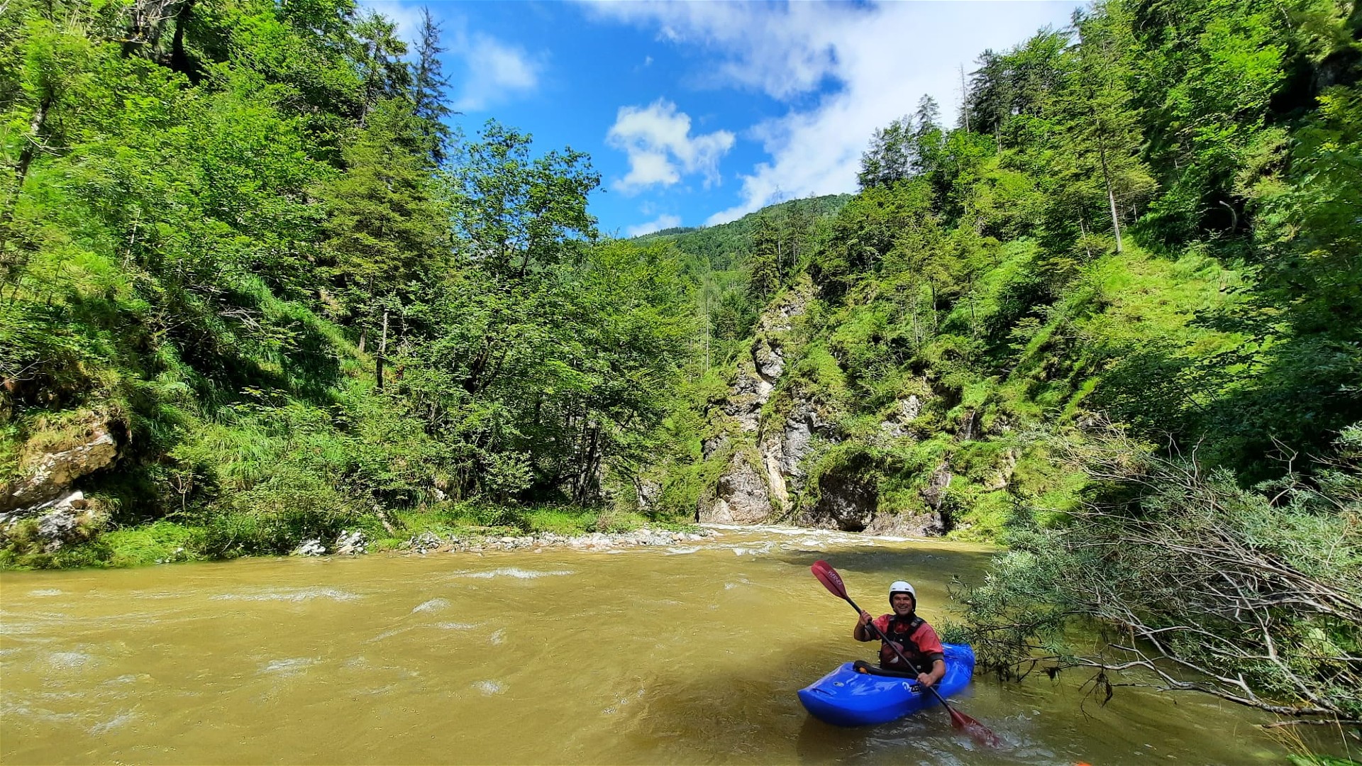 Kajak, Fluss Reichraming, Abschnitt Weißwasser - Reichraming landschaftlich großartig! 