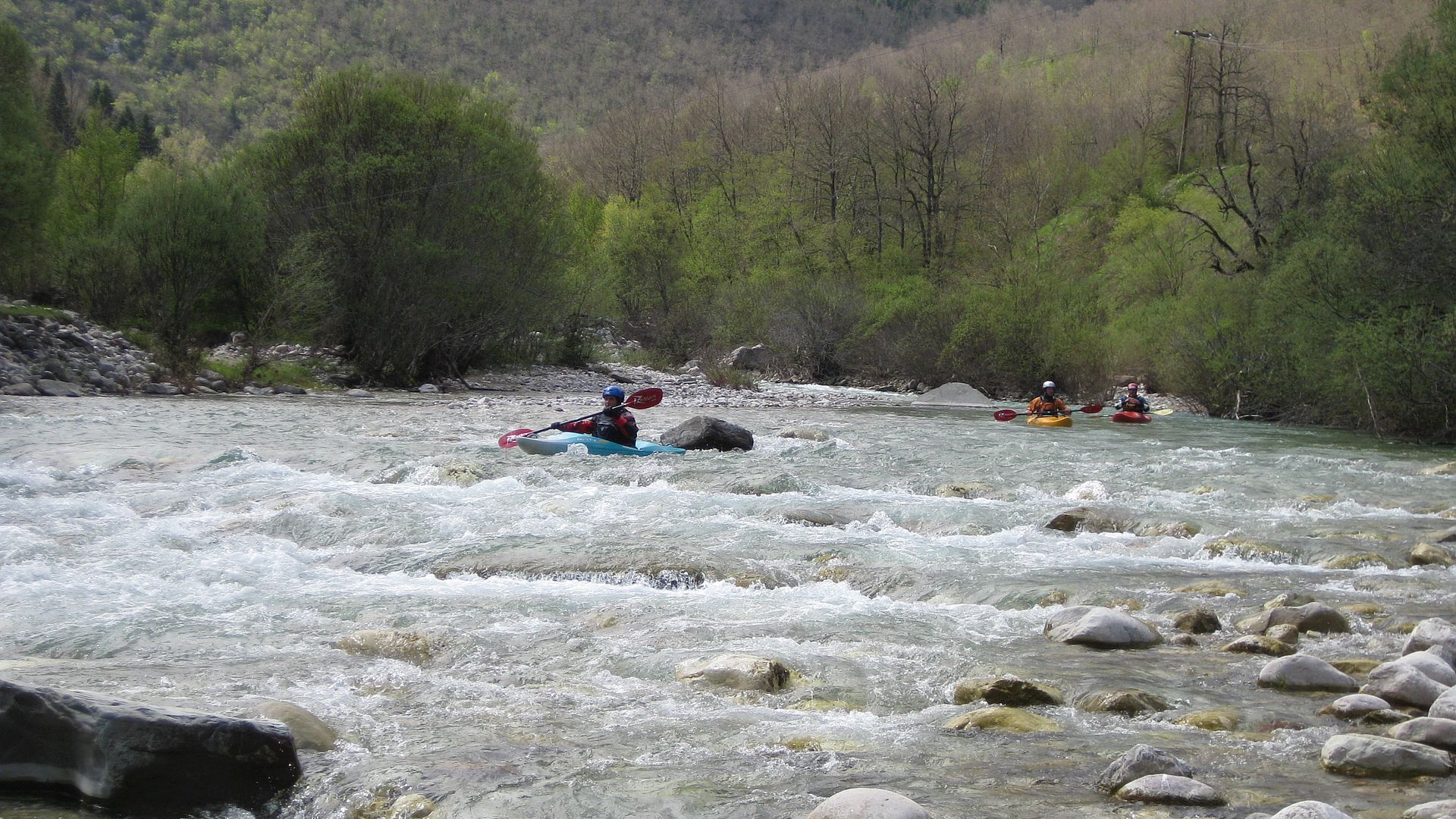 Kajak, Fluss Lakmos, Abschnitt Anthousa - Milia ab und zu wird es seicht 🛶 LFC