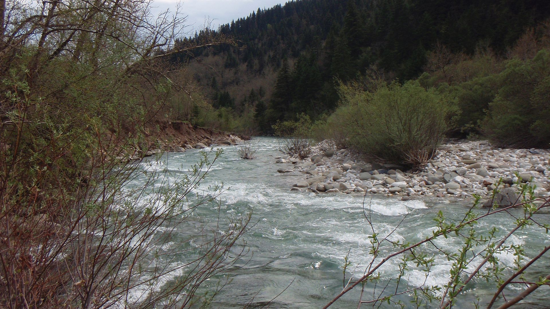 Kajak, Fluss Lakmos, Abschnitt Anthousa - Milia weiterer Flussverlauf 