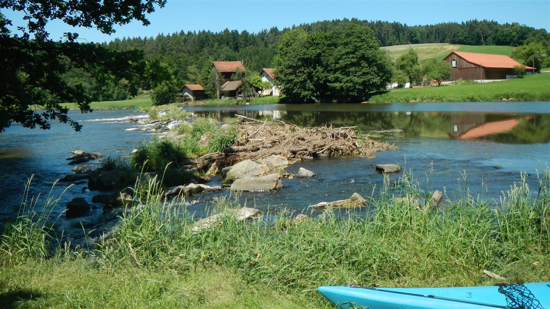 Kajak, Fluss Regen, Abschnitt Blaibacher See - Regensburg Dicherling Wehr umheben 