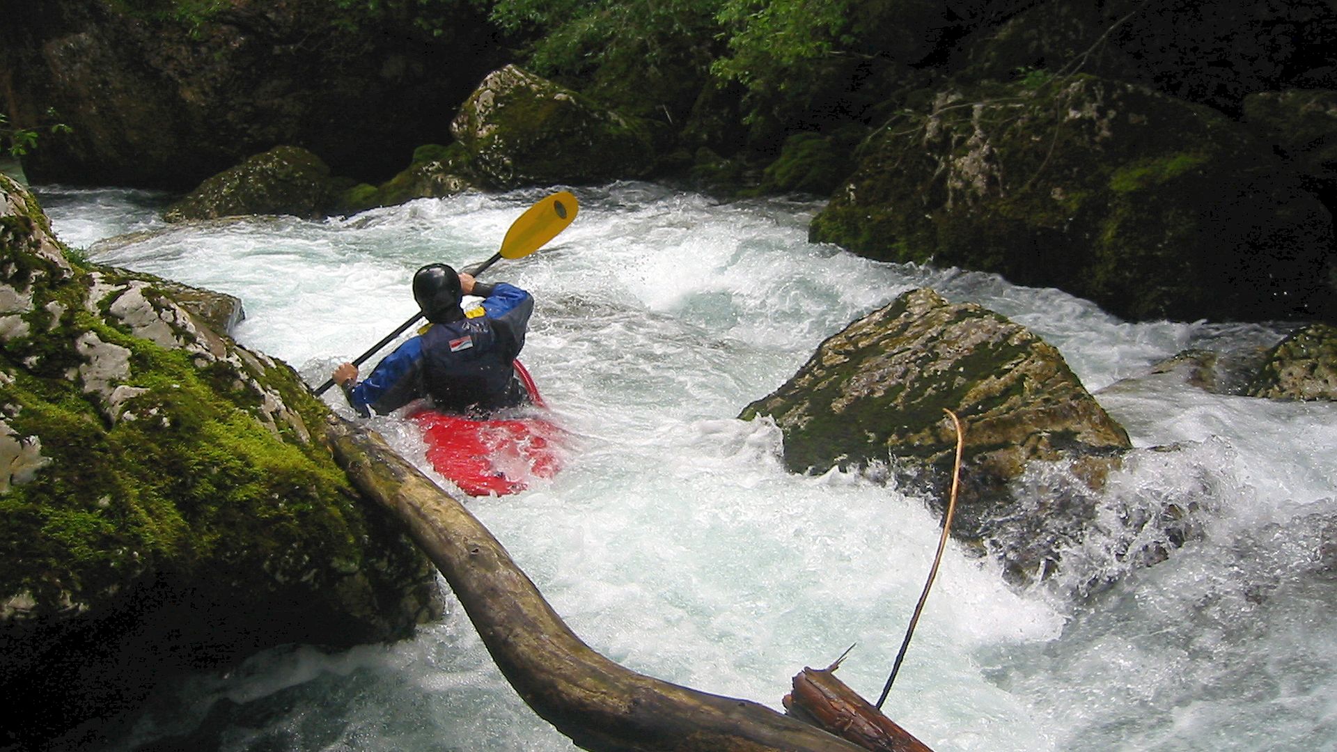 Kajak, Fluss Radovna, Abschnitt Radovna - Vintgar Blockstrecke nach Wehr 1 🛶 Stefan H.