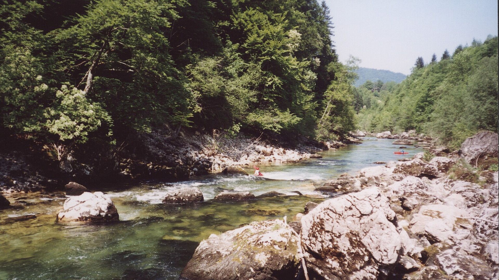 Kajak, Fluss Sava Bohinjka, Abschnitt Soteska - Selo ruhigere Zwischenstrecken 🛶 Ulli F.