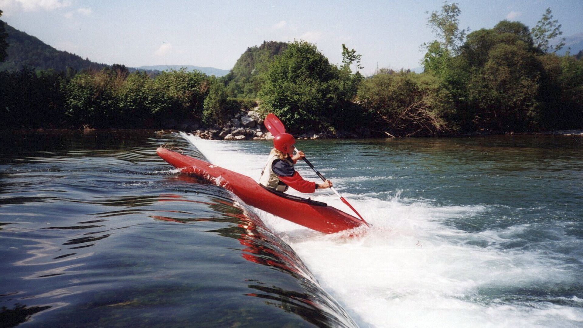 Kajak, Fluss Sava Bohinjka, Abschnitt Soteska - Selo Stufe vor dem Ausstieg 🛶 Ulli F.