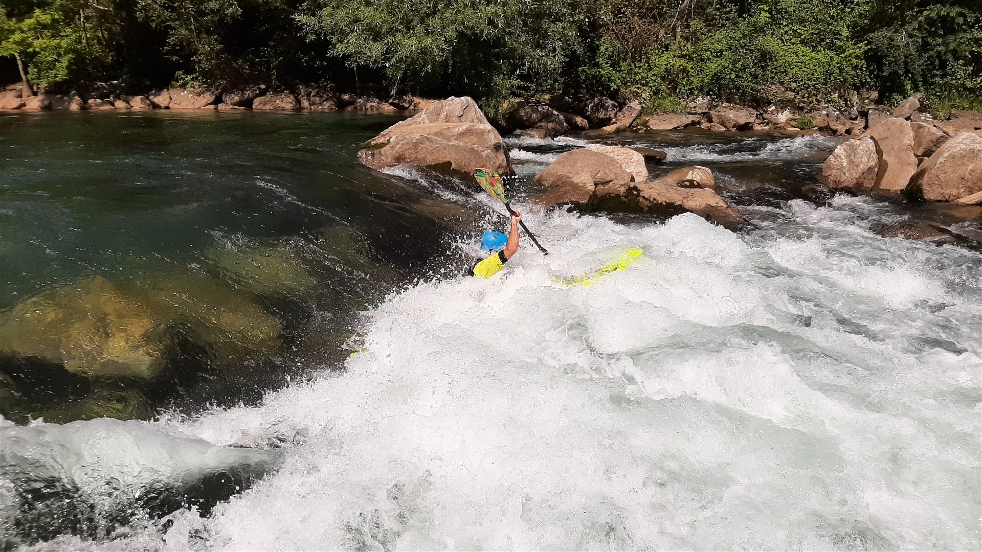 Kajak, Fluss Möll, Abschnitt Slalomstrecke 1. Walze Slalomstrecke 