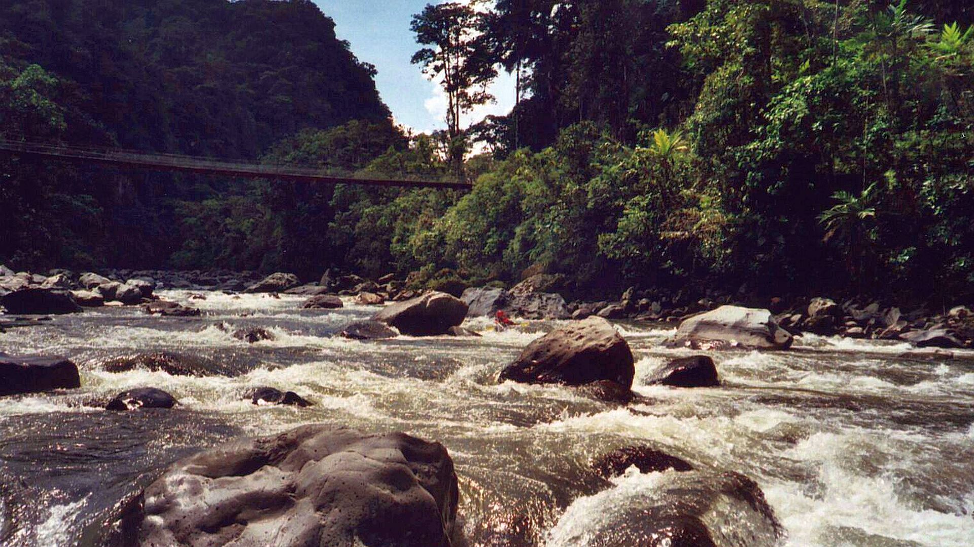 Kajak, Fluss Cosanga, Abschnitt Oritoyacu - San Fransisco de Borja (Unterlauf) Anfahrt zur flussbreiten Stufe 🛶 Peter F.