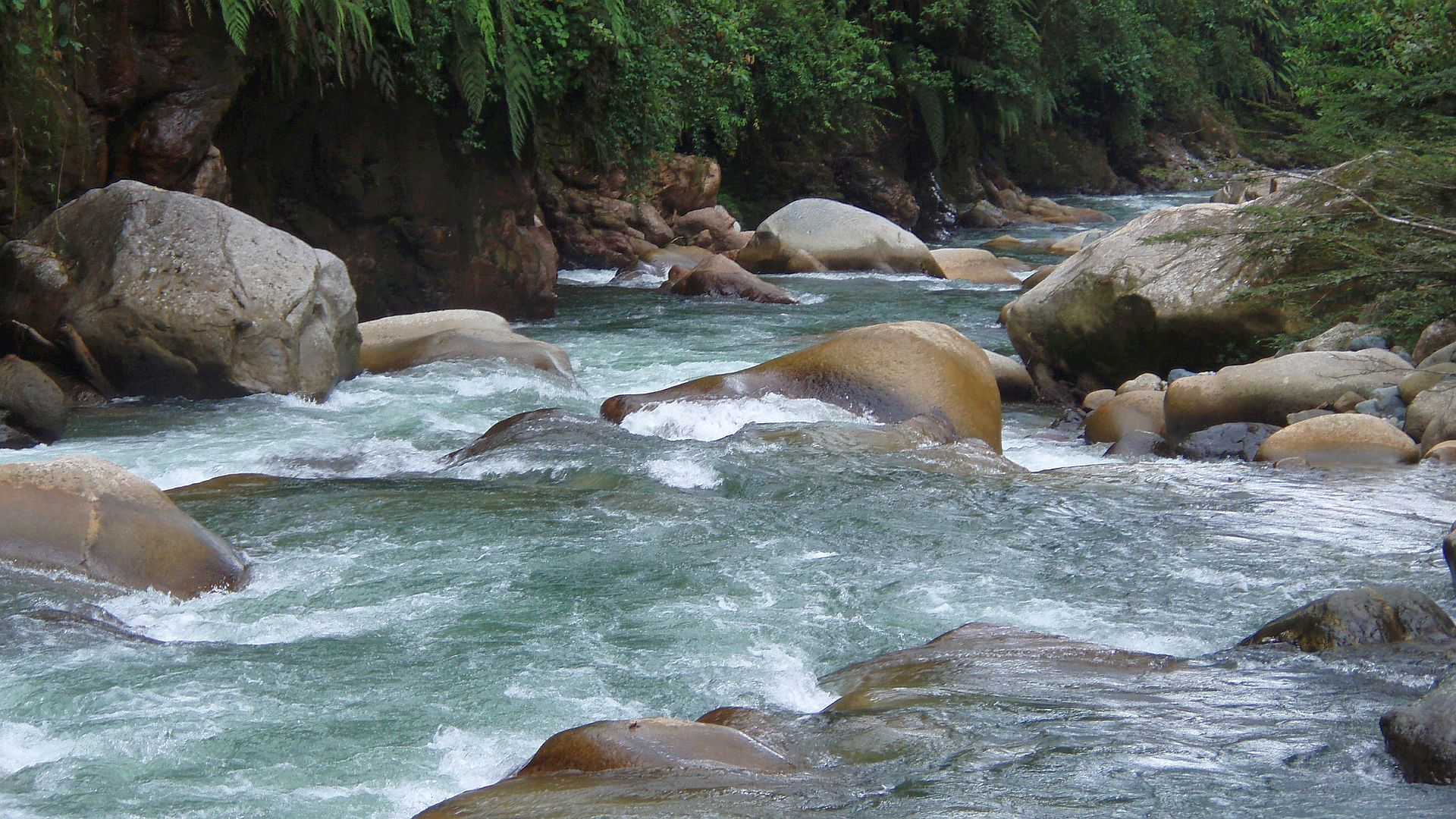 Kajak, Fluss Jondachi, Abschnitt Jondachi - Osayacu (Oberlauf) Slalomstrecke 