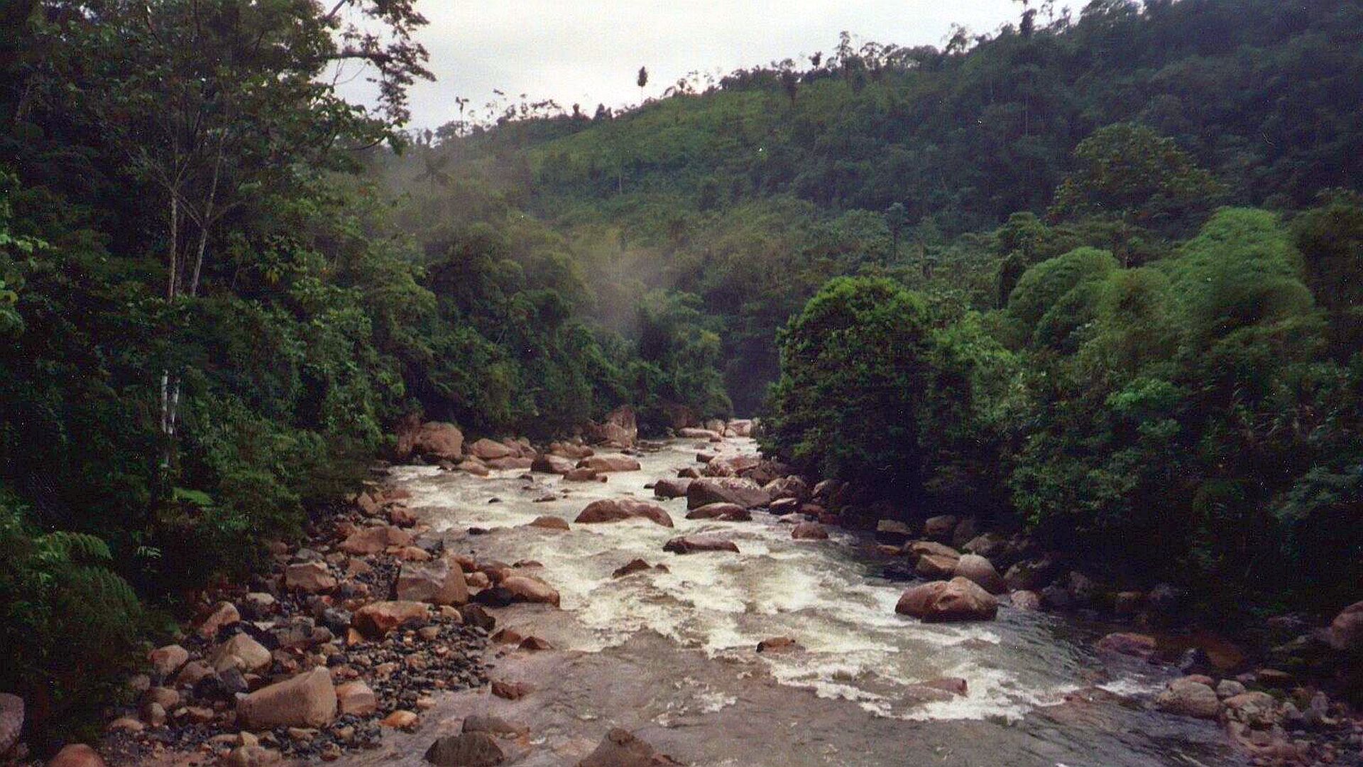 Kajak, Fluss Jondachi, Abschnitt Osayacu - Santo Domingo (Unterlauf) die ersten paar Meter 